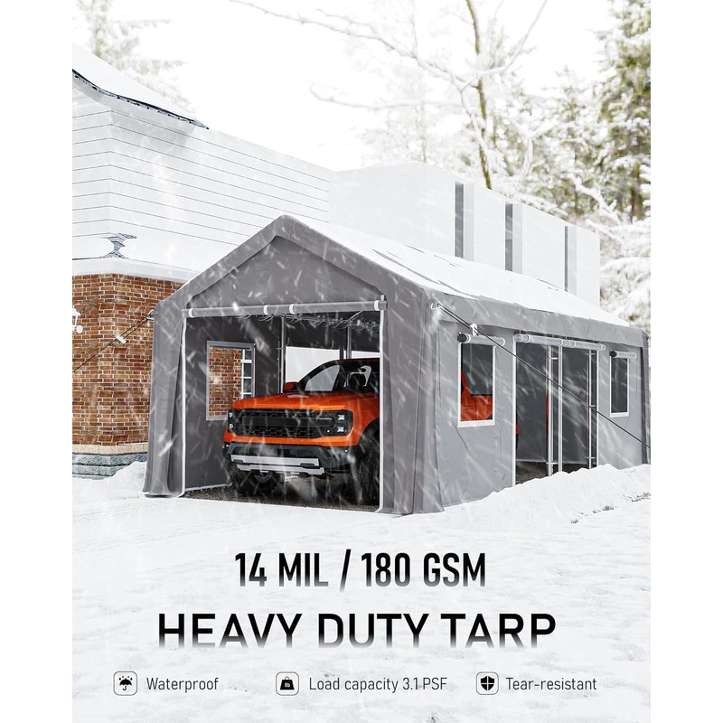 IDEALHOUSE 2-Pack Heavy-Duty 180G Zipper Doors Replacement for Carport -