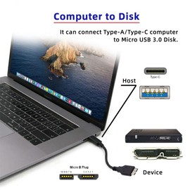 chenyang USB 3.0/USB Cオス→マイクロBオスケーブル ポータブルハードディスク用 15cm 2本パック