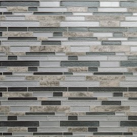 MSI Smoky Alps Interlocking Blend of Glass and Porcelain Tile for Kitchen Backsplash, Wall Tile for Bathroom, and Shower Wall Tile, 12 in. x 12 in. Mesh-Mounted Mosaic Tile (9.7 sq. ft.)
