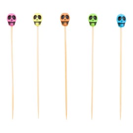 Skull Bamboo Skewer - 4-inch Natural Bamboo Color Skewers: Perfect for Serving Appetizers and Cocktail Garnishes - Wood and Acrylic Skull - 1000-CT - Biodegradable and Eco-Friendly - Restaurantware