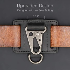 EDC Leather Key Ring Keychain Holder Belt Loop, Heavy Duty Belt Clip Key Fob Holder for Men, Key Ring on Belt, Solid Key Clip Key Chain, EDC Gear Essentials, Black.