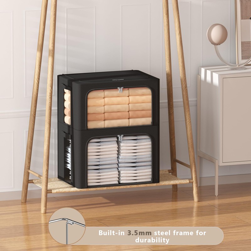 3Pack Frame Storage Box - Clothes Storage Bin Bags Oxford