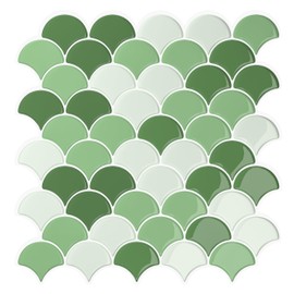 VEELIKE Green Fish Scale Peel and Stick Backsplash Tile Green Back Splash Stick on Tiles for Kitchen 6 Sheets Waterproof Removable Peel and Stick Wall Tiles for Bathroom Living Room Renters 12''x12''
