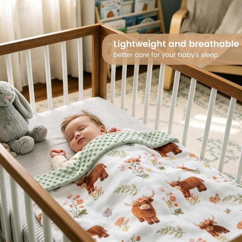 HOMRITAR 3D HighlandCow Baby Blanket for Unisex Boys Girls Dotted