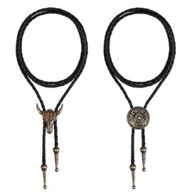 ElevateTech Bolo-Krawatte für Männer und Frauen, 2 Stück, Western-Cowboy-Krawatten-Halskette, handgefertigte Lederkrawatte im Retro-Stil, Bolo-Krawatten, Cowboy-Kostüm-Accessoires für Damen und Herren