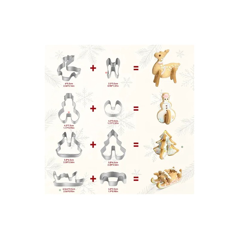 22 Cortadores De Galletas Navidad Acero Inoxidable 3d Niños