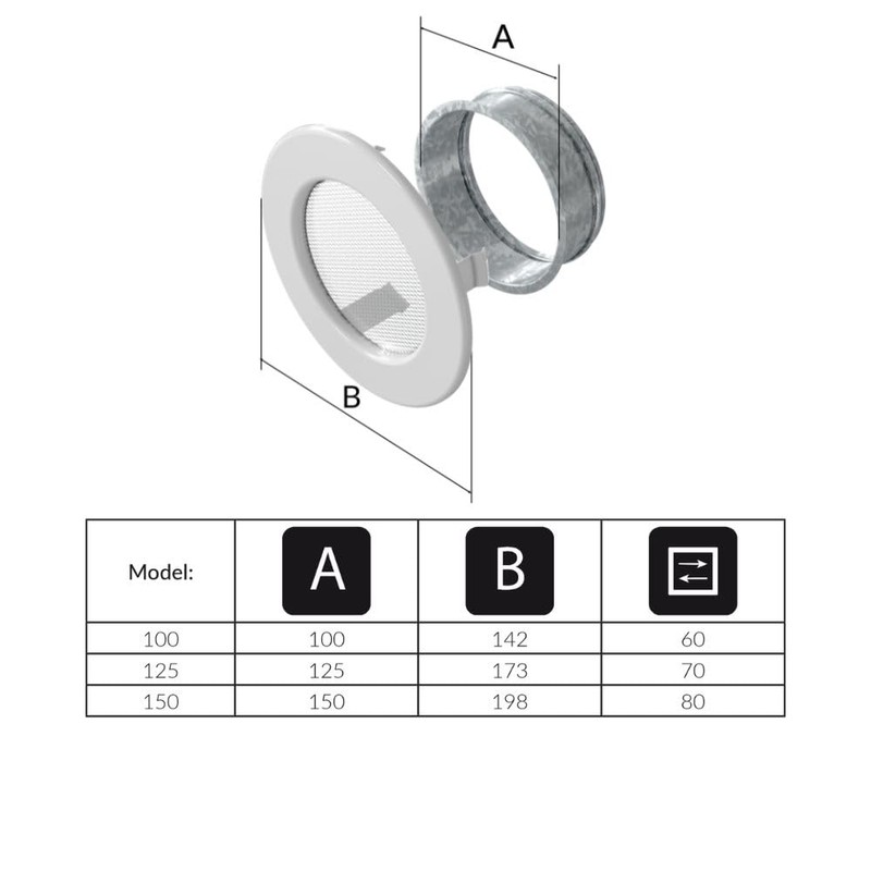 Kratki Guard Ventilation Grille Round Fi 100 mm White