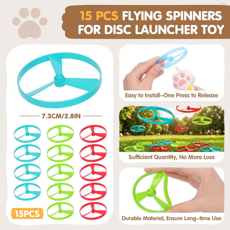 AGIFTMIND 15 PCS Flying Spinners for Disc Launcher Toy, Additional