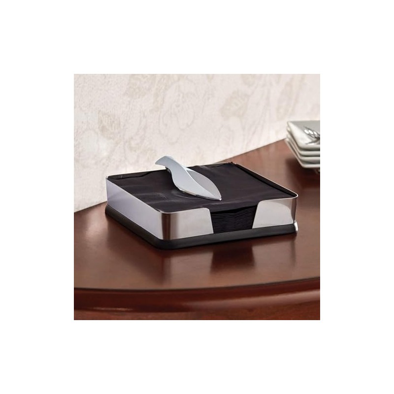 Kamenstein Horizontal Napkin Holder with Leaf Arm, 7-Inch, Stainless Steel