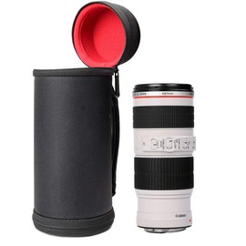 WGear Semi-Hard Lens Case for DSLR Camera Lens (Canon, Nikon, Sony, Pentax, Olympus, Panasonic,etc Listed Models Below), Strong Light with case with Carabiner, Cleaning Wipe (Black Large)