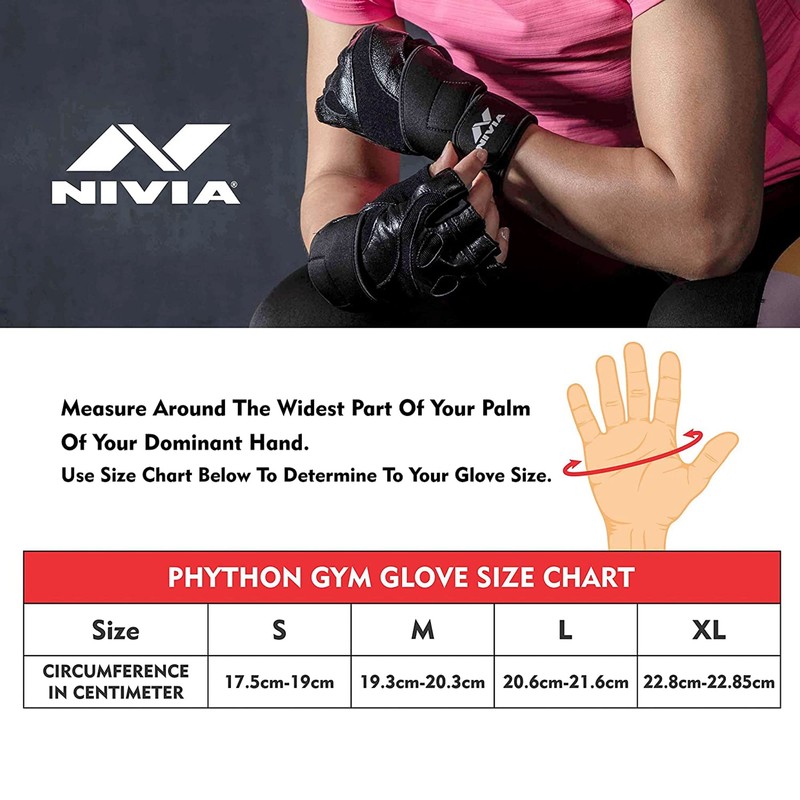 Nivia Python Sports Exercise and Fitness Gloves (Black, Size -