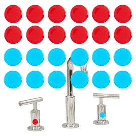 SUPERFINDINGS 4Pcs 2 Colors Hot and Cold Water Stickers Faucet Tip Label Stickers Hot and Cold Signs Waterproof Plastic Labels for Home Kitchen Bathroom Toilette Faucet Shower Label