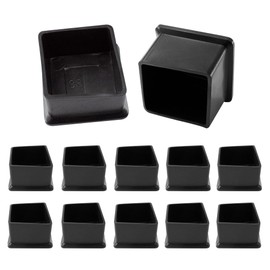 bociloy 12Pcs Square Chair Leg Caps, Flexible PVC Chair Leg Tips Cover, 38x38mm/1.5"x1.5" Furniture Foot Protectors, Non-Slip Table Chair Leg End Cap, Black