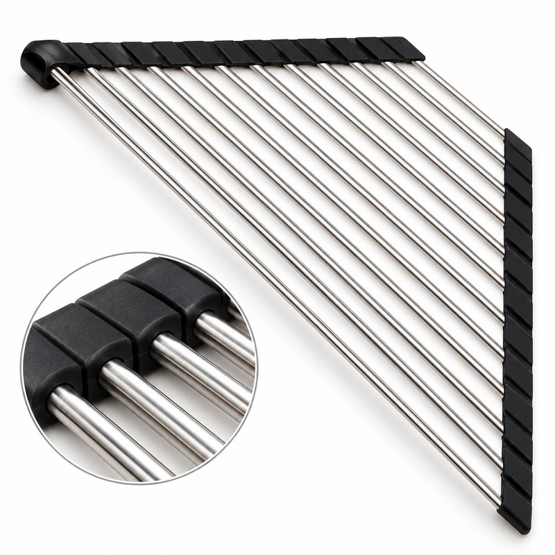 Triangle Sink Drying Rack for Kitchen Organization – Foldable Metal