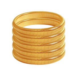 Salircon Gold Bangle Bracelets Set Stackable Gold Stretch Bracelets for Women 2024 Trendy Snake Chunky Gold Bracelet, Large, copper, acrylic, no gemstone