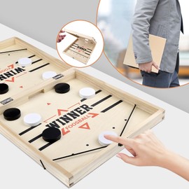 Hockey Board Game Toy with 20 Chess Pieces, Table Football Winners Games, Table Football Children, Table Hockey, 2-in-1 Foldable Sling Puck Game, Foldable Chessboard Set, Party Games, Desktop Game