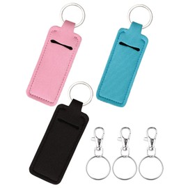 Meiiy Chapstick Holder Lip balm Holder Lipstick Sleeve Pouch Lip Gloss Holder With Hook 3 Pcs Stocking Stuffers Gift for Women (3pcs)