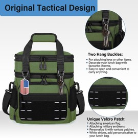 Lunch Box Cooler Bag - Insulated Tactical Lunchbox for Men - Large Lunch Pail for Adults Work Outdoor Shifts Trips Army Green 16L