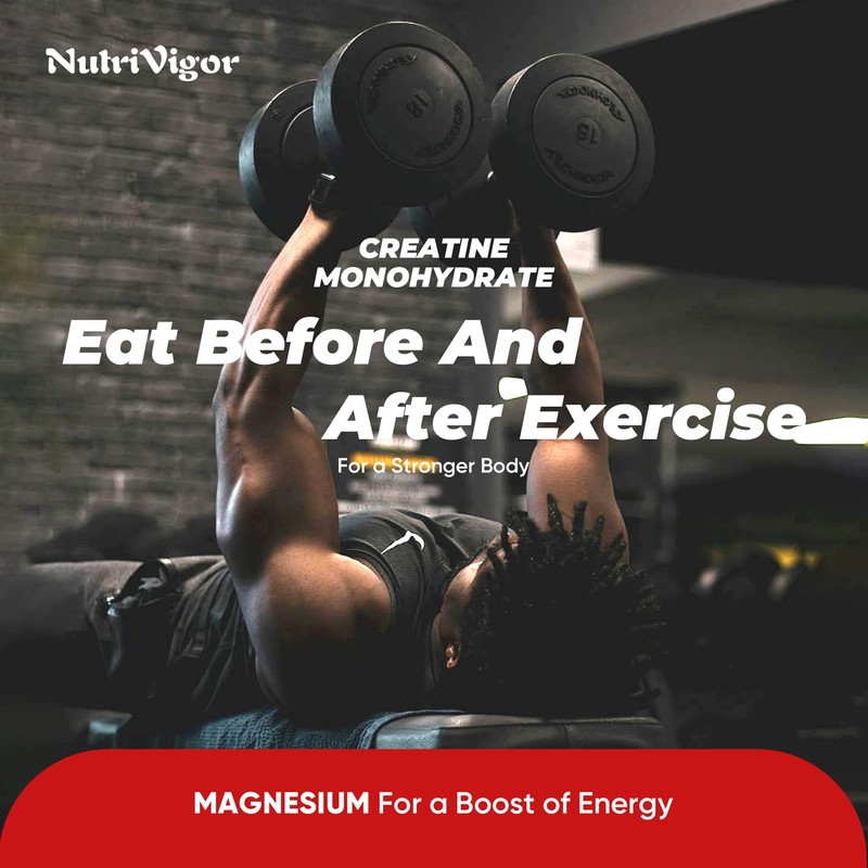 NutriVigor Creatine Monohydrate Gummies 5g for Men & Women, Preworkout