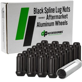 DPAccessories Lug Nuts Compatible with 2009-2014 Ford F-150 | Black Spline Style | Aftermarket Aluminum Wheels Only | Set of 24 Wheel Nuts & 1 Tool | DFOF1512A-BK/1