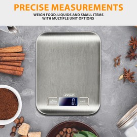 ZENO Kitchen Scales | Digital Food Scales | Stainless Steel Professional Scale | Ideal for Calorie Counting | Electronic Scales with LCD Display