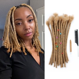 Coriario 12 Inch Natural Locs Extensions Human Hair 30 Strands 0.6cm 27# Dreadlock Human Hair Dread Locks Extensions for Men Honey Blonde