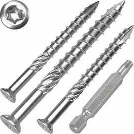 Terrace Screws 5 x 60 T-Inox 50 Pieces Hardened Stainless Steel C1, Torx 25, Includes Stainless Steel Bit
