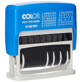 Colop S120/WD Dial-A-Phrase-Dater Stamp Self-Inking 12 Phrases Imprint 43x4mm Red/Blue Ref 14531000