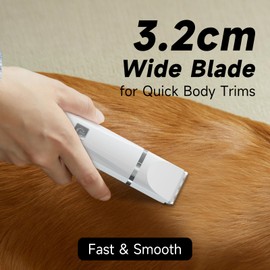 Each Cool Dog Paw Trimmer – 2-in-1 Pet Hair Clippers for Dogs & Cats – Double Blades with 1cm Precision Head & 3.2cm Body Blade – Quiet, Rechargeable, Washable – for Paws, Ears, Eyes, Face, & Rump