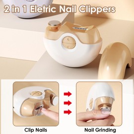 DMQ Electric Nail Clipper, 2 in 1 Polishing Automatic Nail Clippers for Thick Nails, Wireless Charging Nail Trimmer with 2 Adjustable Speeds, Electric Nail Cutter Safe for Babies Adults