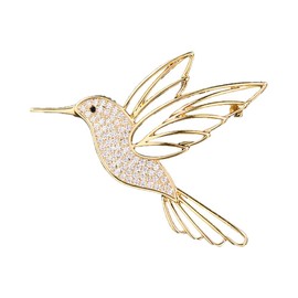 Hollow Hummingbird Brooch Pin for Women CZ Rhinestone Animal Bird Lapel Pins Flying Birdie Statement Fashion Brooches Scarf Buckle Bag Clip Badge Dress Sweater Accessory Jewelry