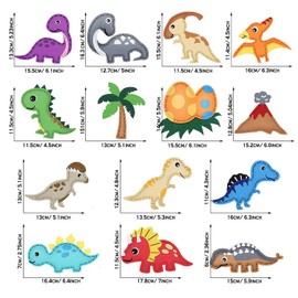 Allazone Children's Sewing Kit, Dinosaur DIY Felt Craft Set, Felt Sewing Kits, 14 Style DIY Sewing Set, Children's Animal Shapes Made of Felt for Children, Educational and Beginners