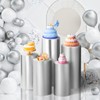 Set of 3 - Silver Cylinder Pedestal Stand Covers, Flexible