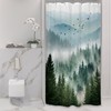 Riyidecor Small Stall Mountain Shower Curtain 36Wx72H Inch Green Rv