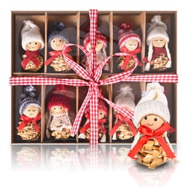 Edonkvi Christmas Gnome Pendants, Christmas Tree Decorations, Pack of 10 Christmas Figures, Straw Christmas Pendants, Tree Decoration, Cute Christmas Angel, Small Secret Santa Gifts for Christmas