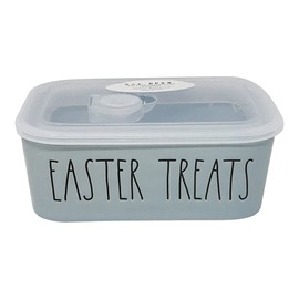 Rae Dunn by Magenta Ceramic Easter Container with vented lid (6.5 x 5 x 2.5) (Small Rectangle (6.5 x 5x 2.5), Easter Treats/Blue)
