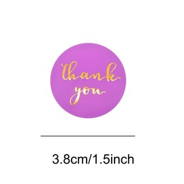 UPSTORE 1 Roll 500 Purple 1.5 inch Gold Foil Font Thank You Stickers for Packaging Bags