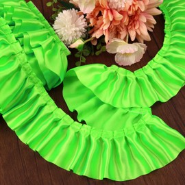 AIETSYEI - Cinta verde con volantes de 3 pulgadas de ancho para costura, decoración