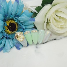 ❣️ Purgatory Crystal Handmade Nail Tips ✨ - Short Stiletto / ❣️ 연옥수정 수제네일팁 ✨ - 숏스틸레토