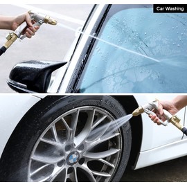 ESOW Heavy Duty Metal Garden Hose Nozzle, High Pressure Water Hose Nozzle with 4 Spray Patterns Rotating, Ideal for Outdoor Lawn & Garden Watering, Car & Pet Washing, Silver