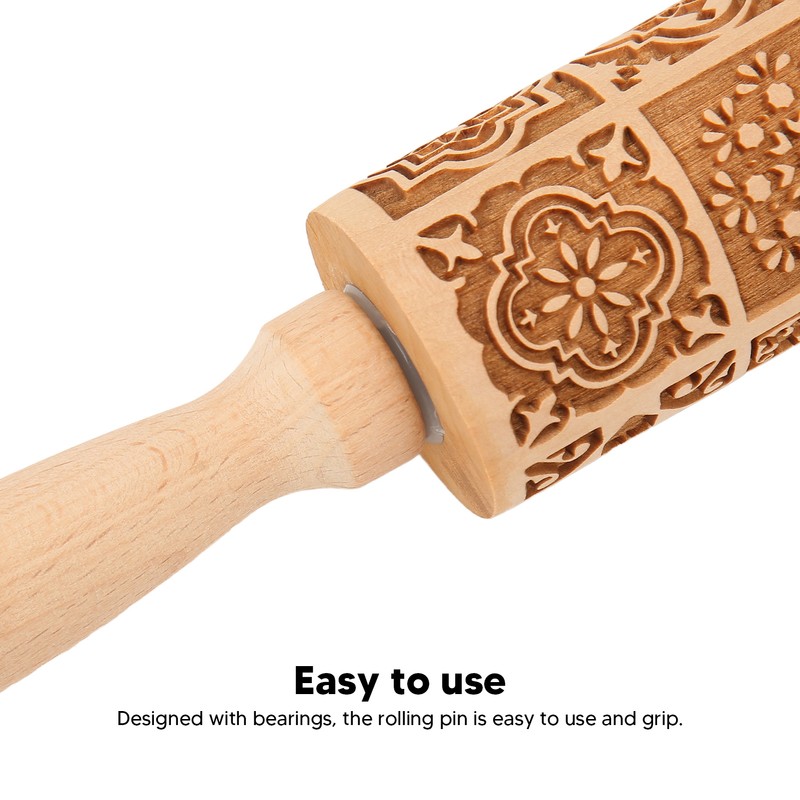 3pcs Wooden Embossed Rolling Pin Engraved Embossing Dough Roller for