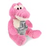 DolliBu Sitting Pink Alligator Stuffed Animal with Silver Cross and