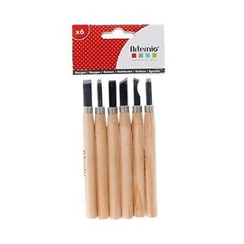 Artemio 18004059 Set of 6 Gouges, Wood, Multi-Colour, 9 x 1.5 x 20 cm