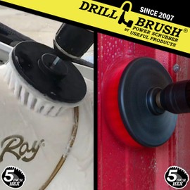 Carpet Cleaning Drill Brush - Indoor/Outdoor Large Spin Brush Cleaning Kit - Upholstery Cleaner - Deck Brushes - Grout Cleaner - Hard Water, Calcium, Mineral Deposit, Soap Scum, Rust, Leather, Glass