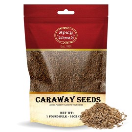 Spicy World Caraway Seeds 1 LB Bulk Bag (16oz) | Premium Whole Caraway Seeds for Rye Bread, Sauerkraut & Cooking | Aromatic Gourmet Caraway Spice