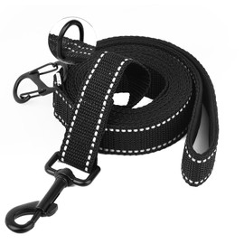Reflective Dog Lead with Soft Padded Handle for Training, Lead for Large and Medium Dogs, 5 m/10 m/20 m/15 m/30 m, 1 Inch Wide, Black (20 m x 2.5 cm)