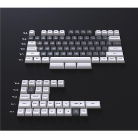 SIKAKEYB PBT Doubleshot 60/64/68/84 Custom Keyboard Keycap,Cherry Profile Compatible with Cherry Gateron Kailh MX Switch Mechanical Keyboard (White Grey)