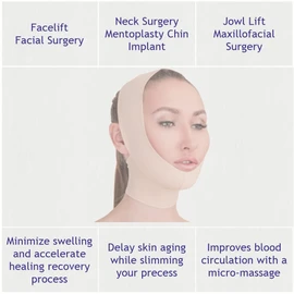 Post Surgical Chin Strap Bandage for Women - Neck and Chin Compression Garment Wrap - Face Slimmer, Jowl Tightening (S)