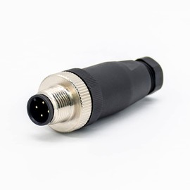 Elecbee M12 4-Pin Connector Plug, 12 mm Sensor Cable A-Code Thread Lock Aviation Round IP67 Waterproof Unshielded Industrial Connector for Outdoor Use (Male)