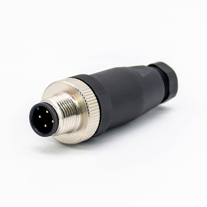 Elecbee M12 4-Pin Connector Plug, 12 mm Sensor Cable A-Code